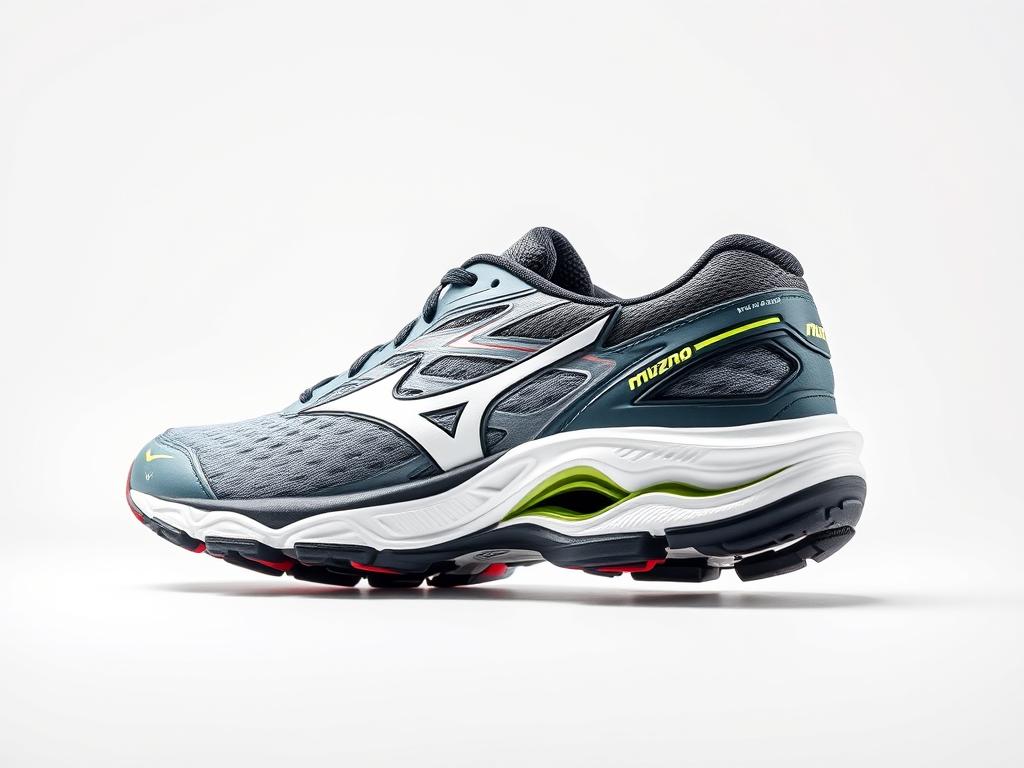 Tênis Mizuno Wave Rider 26 mostrando a tecnologia Wave e o design aerodinâmico Tênis Mizuno Wave Rider 26 mostrando a tecnologia Wave e o design aerodinâmico